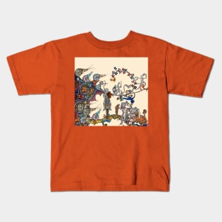 WEIRD MEDIEVAL BESTIARY  WAR, KNIGHTS AND KILLER RABBITS FIGHTING WITH GIANT SNAILS Kids T-Shirt